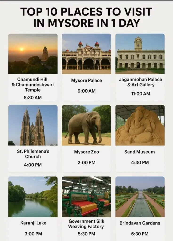top 10 places to visit in mysore in 1 day