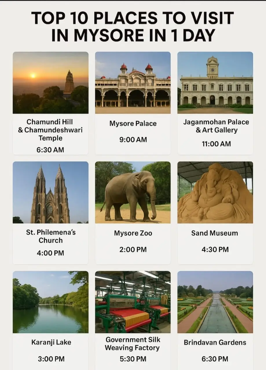 top 10 places to visit in mysore in 1 day