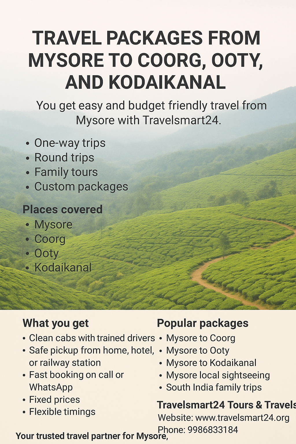 2 day Mysore to Ooty package price